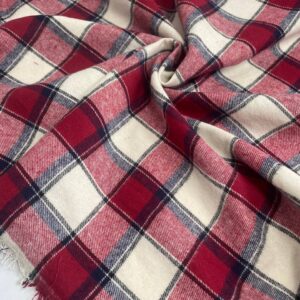 Бавовна клітина фланель бордово молочний